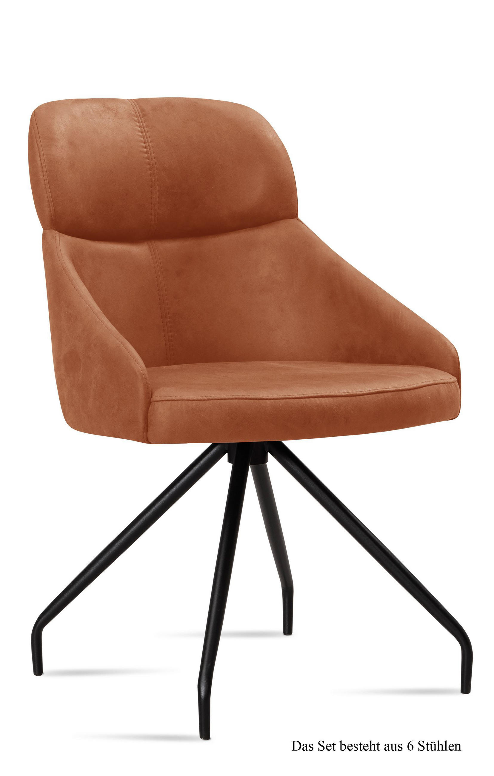 ESSZIMMERSTUHL (6er-Set) Dionne 52x82x63 Schwarz/Cognac - Cognac/Schwarz, Kunststoff (63/82/52cm) - 58aufmkessel