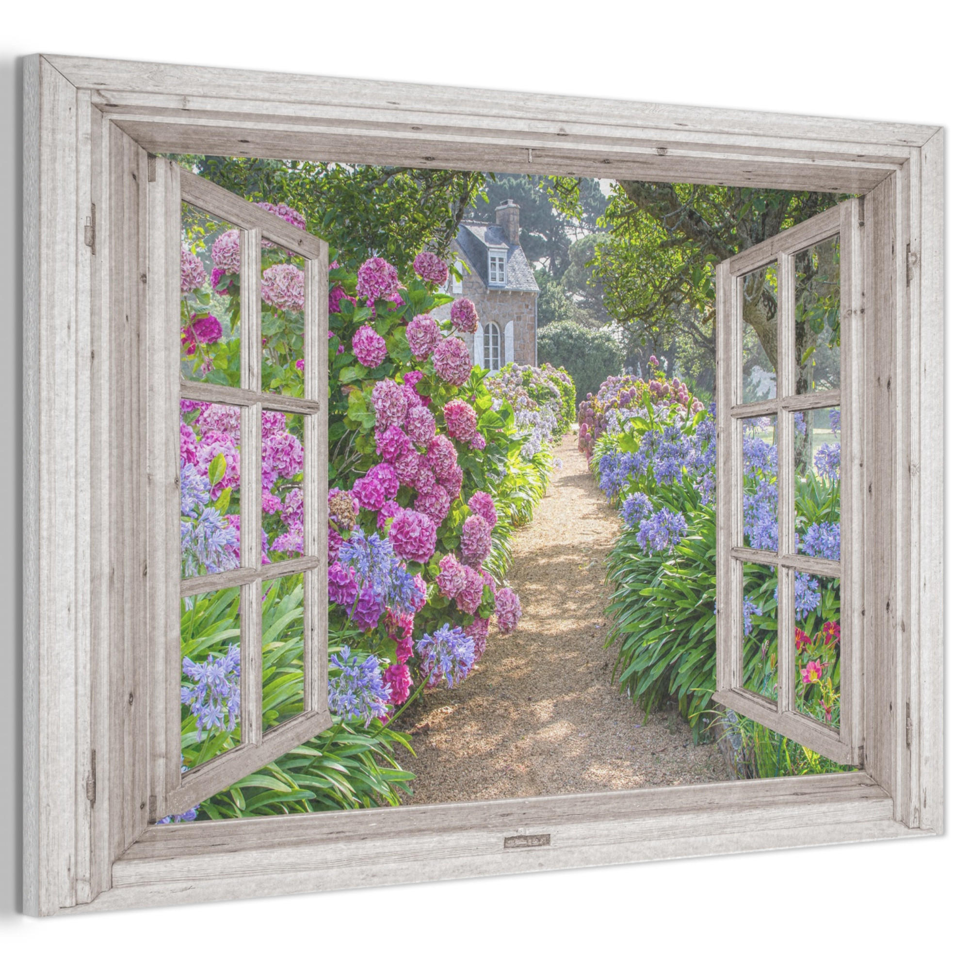 AKUSTIKBILD Hortensie - Durchsichtig - Blumen - Sommer - Lila - Weg Akustikpaneele 90x60 cm - Lila, Kunststoff (90/60/0.9cm) - MuchoWow
