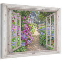 AKUSTIKBILD Hortensie - Durchsichtig - Blumen - Sommer - Lila - Weg Akustikpaneele 90x60 cm - Lila, Kunststoff (90/60/0.9cm) - MuchoWow