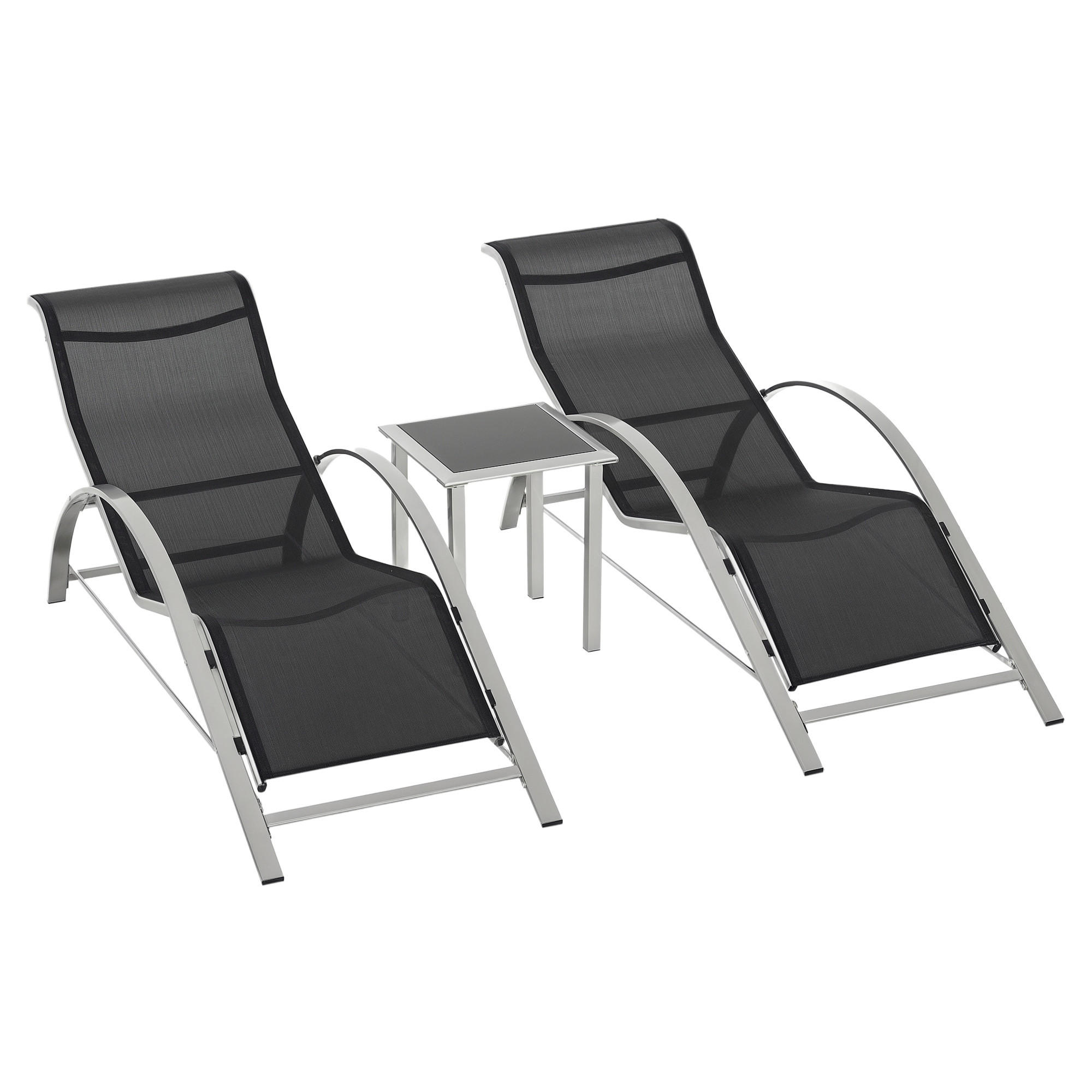 GARTENLIEGE Grau, Schwarz 2 Stück - Grau, Metall (169/66/59cm) - GiPP