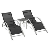GARTENLIEGE Grau, Schwarz 2 Stück - Grau, Metall (169/66/59cm) - GiPP