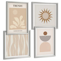 BILDER SET 4er Set - 50x50 cm & 40x60 cm Silberner Rahmen - Stilvolle abstrakte Beigetöne - Silberfarben, Kunststoff (50/50cm) - TULUP