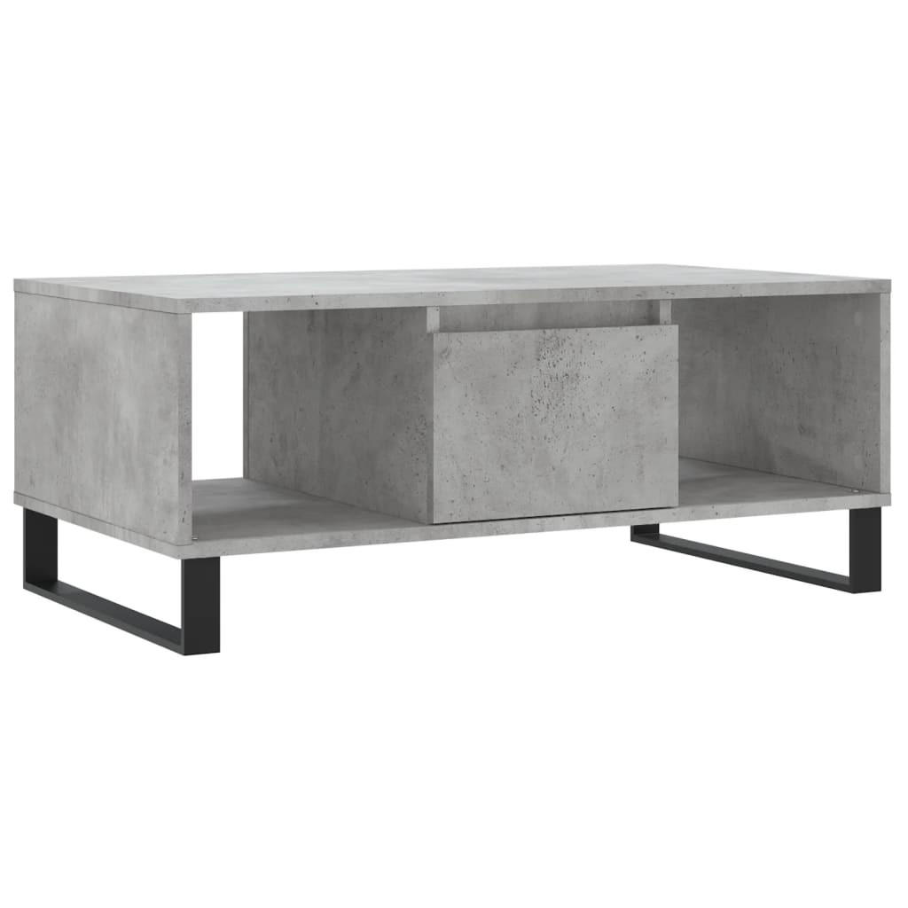 COUCHTISCH 90/50/36,5 cm aus Holzwerkstoff Betongrau mit 1 Schublade, 2 offenes Staufach - Hellgrau, Holz (50/90/36.5cm) - vidaXL