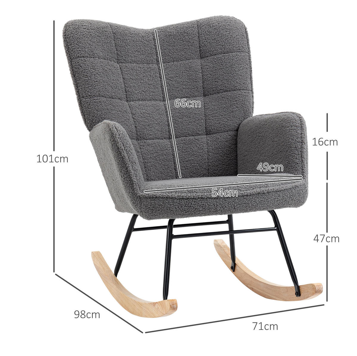 SCHAUKELSTUHL 98/71/101 cm dunkelgrau aus Polyester mit Armlehnen - Dunkelgrau, Textil (98/101/71cm) - OKWISH