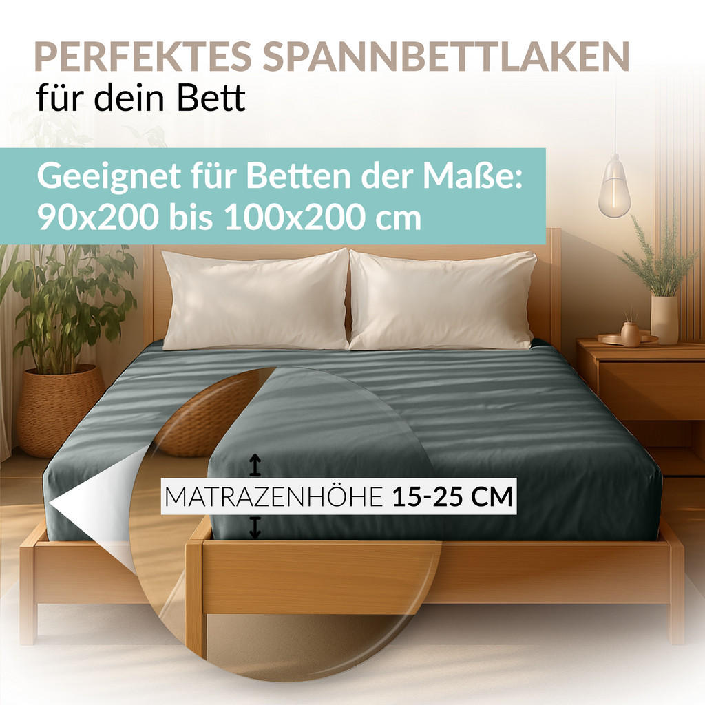 Thumbnail - Carpe Sonno Jersey-Spannbetttuch, Anthrazit, Textil, Uni, Füllung: Baumwollfüllung, Rechteckig, 100x200 cm, Oeko-Tex® St...