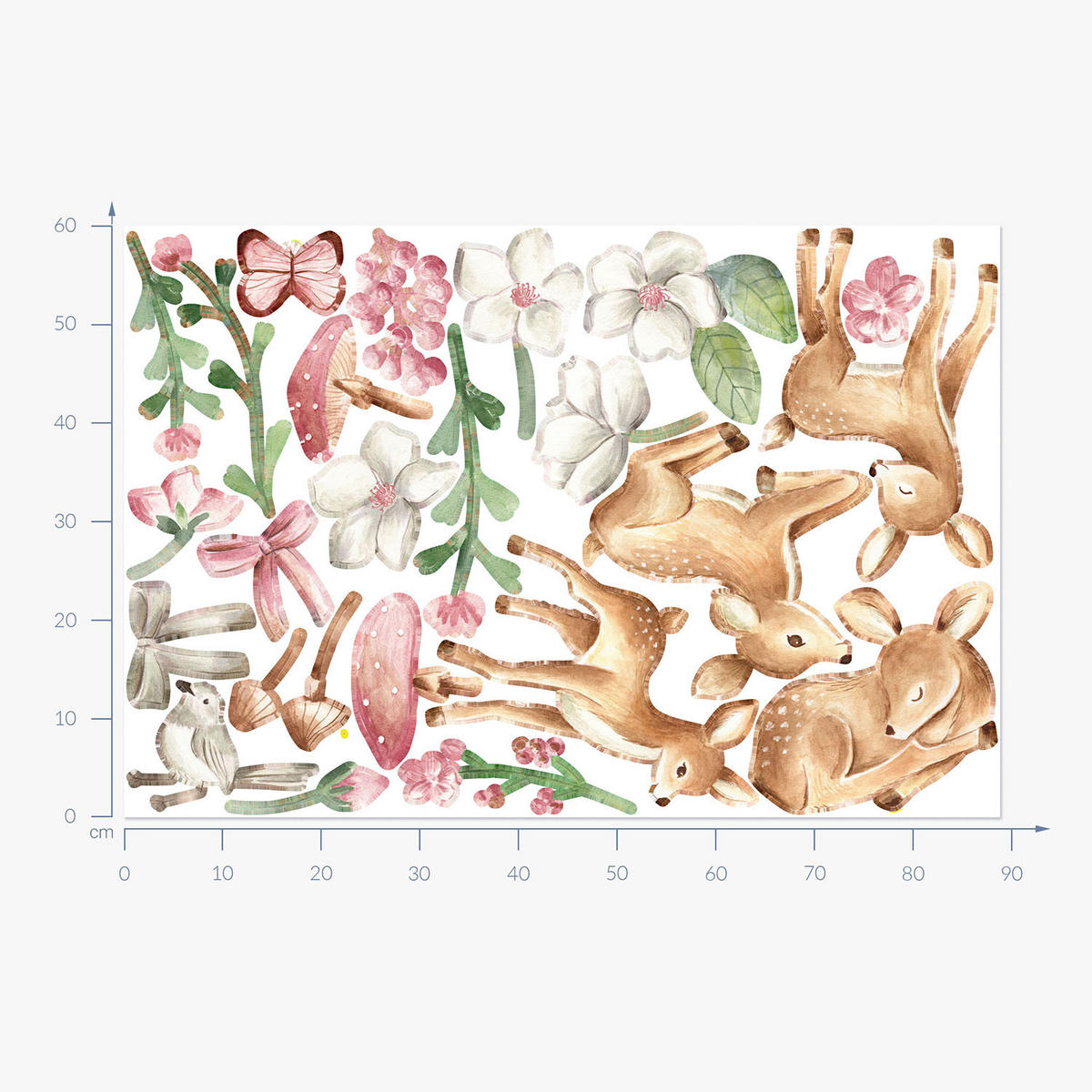 WANDAUFKLEBER 60x89cm - Waldtiere - Multicolor, Kunststoff (60/89/0.1cm) - Wallfluent