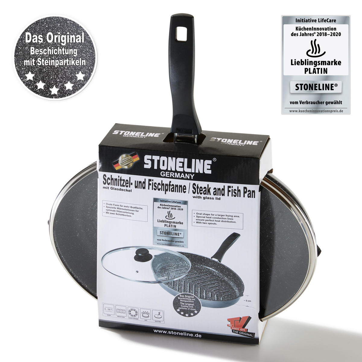 XXL FISCH- UND SCHNITZELPFANNE - Grau, Metall (42.8/24/5cm) - Stoneline