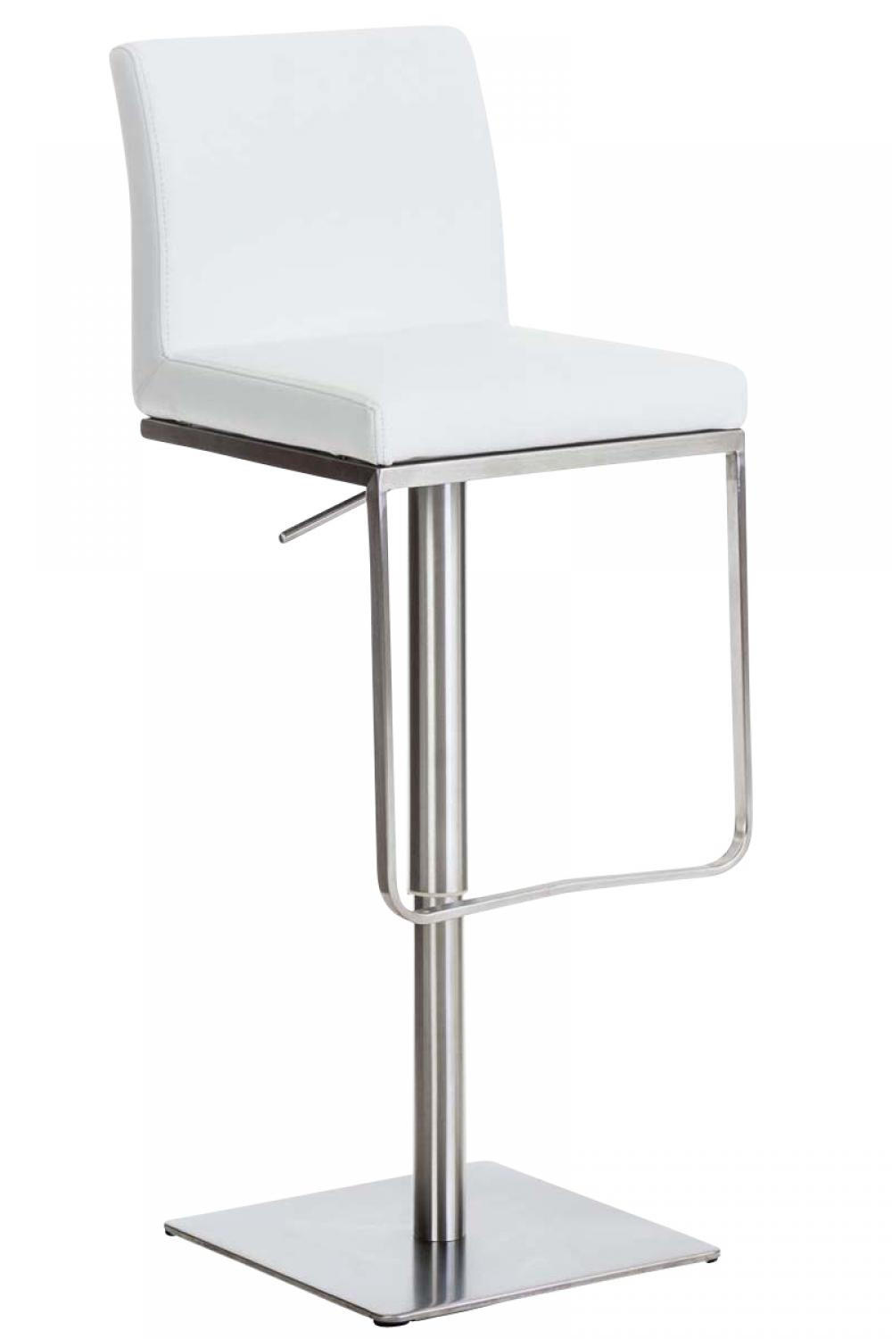 BARHOCKER Lederlook Weiß - Edelstahlfarben/Weiß, Textil/Metall (42/86/44cm) - CLP