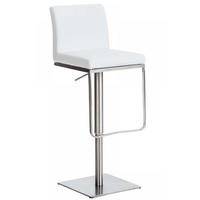 BARHOCKER Lederlook Weiß - Edelstahlfarben/Weiß, Textil/Metall (42/86/44cm) - CLP