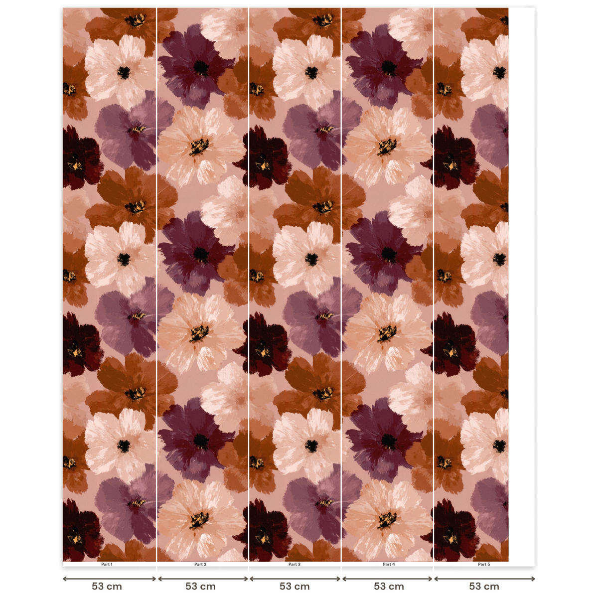 TAPETE - Blumen - Abstrakt - Erdtöne - 240x300 cm - Multicolor, Papier (240/300cm) - OnlyWow