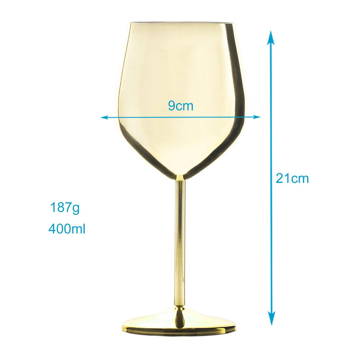 WEINGLAS-SET Edelstahl 400 ml (2er-Set) - Goldfarben, Metall (0.4L) - Intirilife