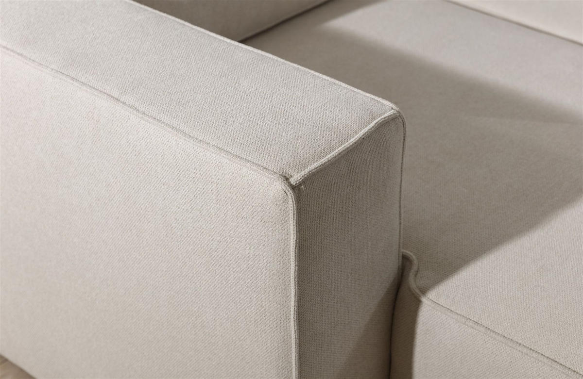 ECKSOFA Schlafsofa Waldo In Stoff Poso - Greige, Holzwerkstoff/Textil (260/173cm) - Fun Möbel