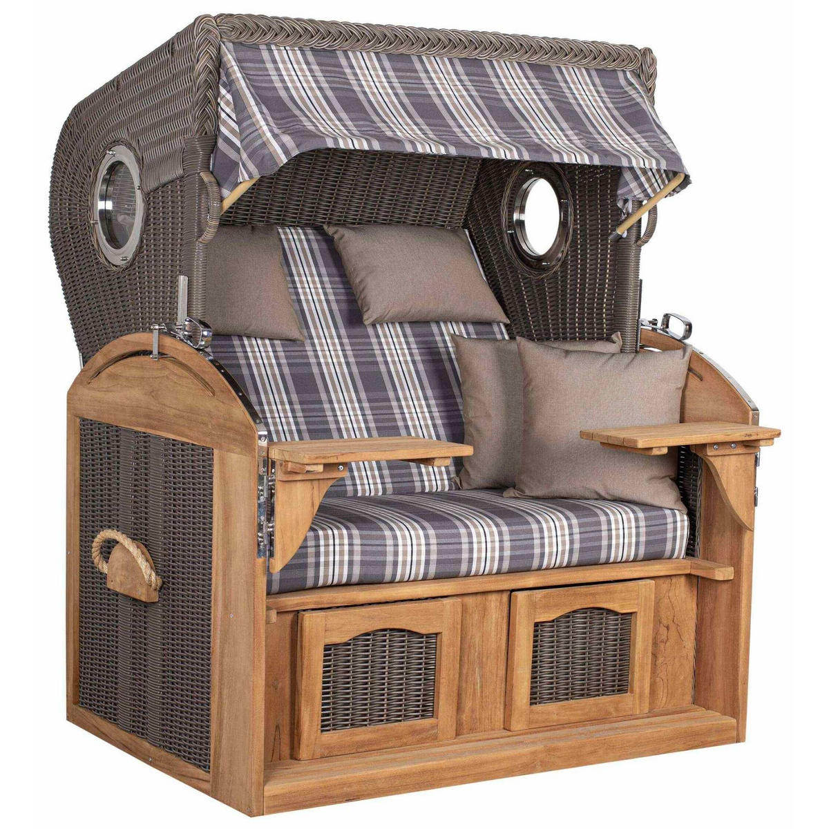 STRANDKORB XL Schillig Bullauge - Braun/Grau, Metall (142/170/95cm) - Mr. Deko