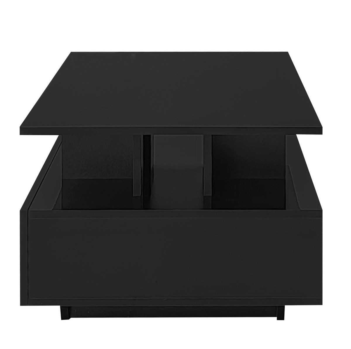 COUCHTISCH 90/55 cm mit LED-Beleuchtung und 2 Schubladen in Schwarz - Schwarz, Holzwerkstoff (90/55/41cm) - BEAOK
