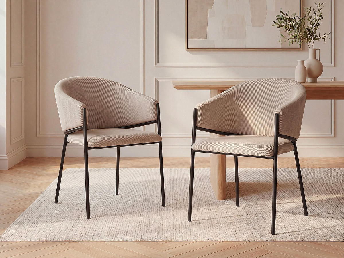 STUHL - 53 cm x 61 cm - samt - cremefarben Ordida - Creme, Textil (53/80/61cm) - Vente-Unique