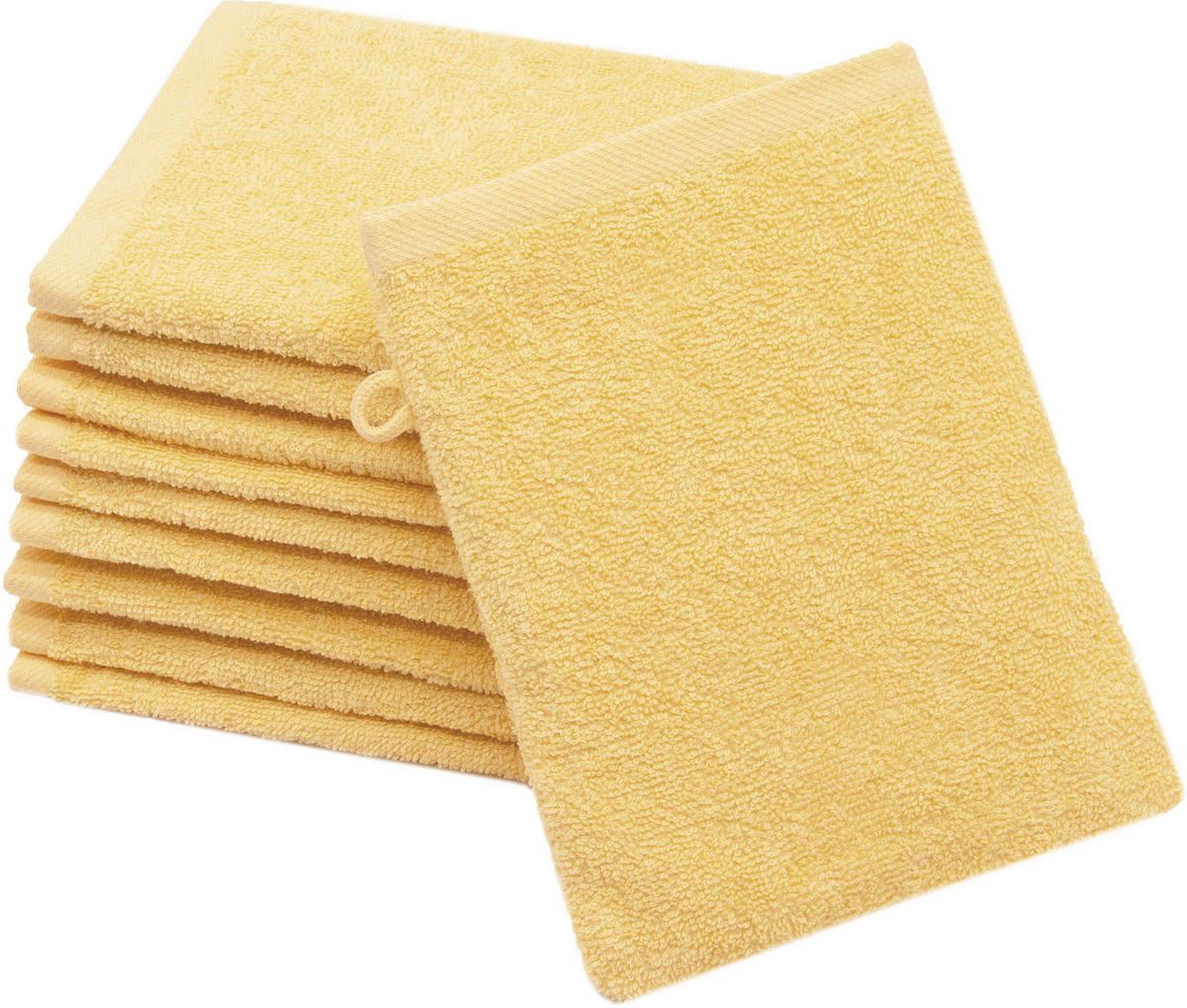 WASCHHANDSCHUH, 10er-Set, 16x21 cm, 100% Baumwolle, Gelb - Gelb, Textil (16/21cm) - Zollner