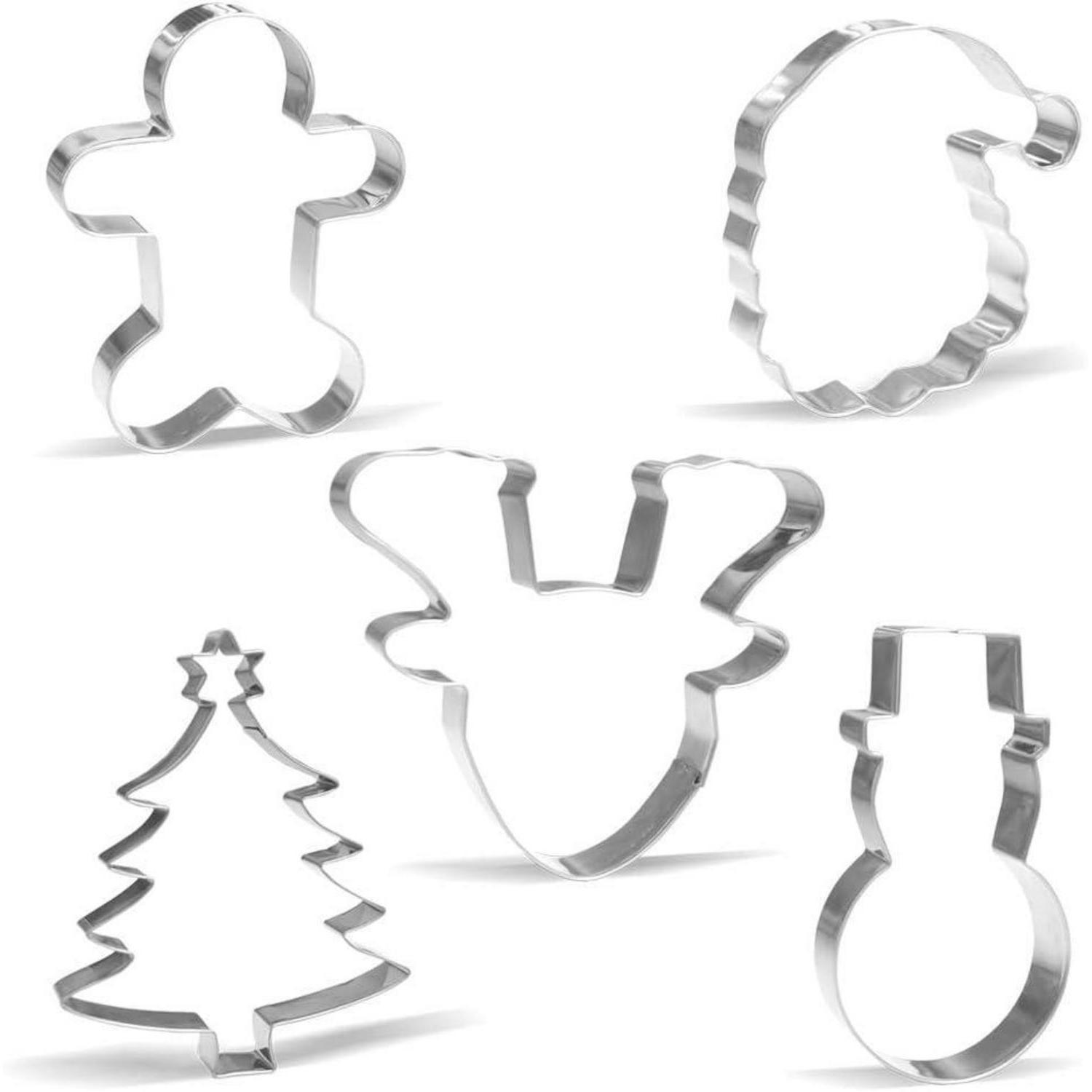 AUSSTECHFORMEN Set 5-teilig Weihnachten Edelstahl - Silberfarben, Metall (11.4/1/14.2cm)