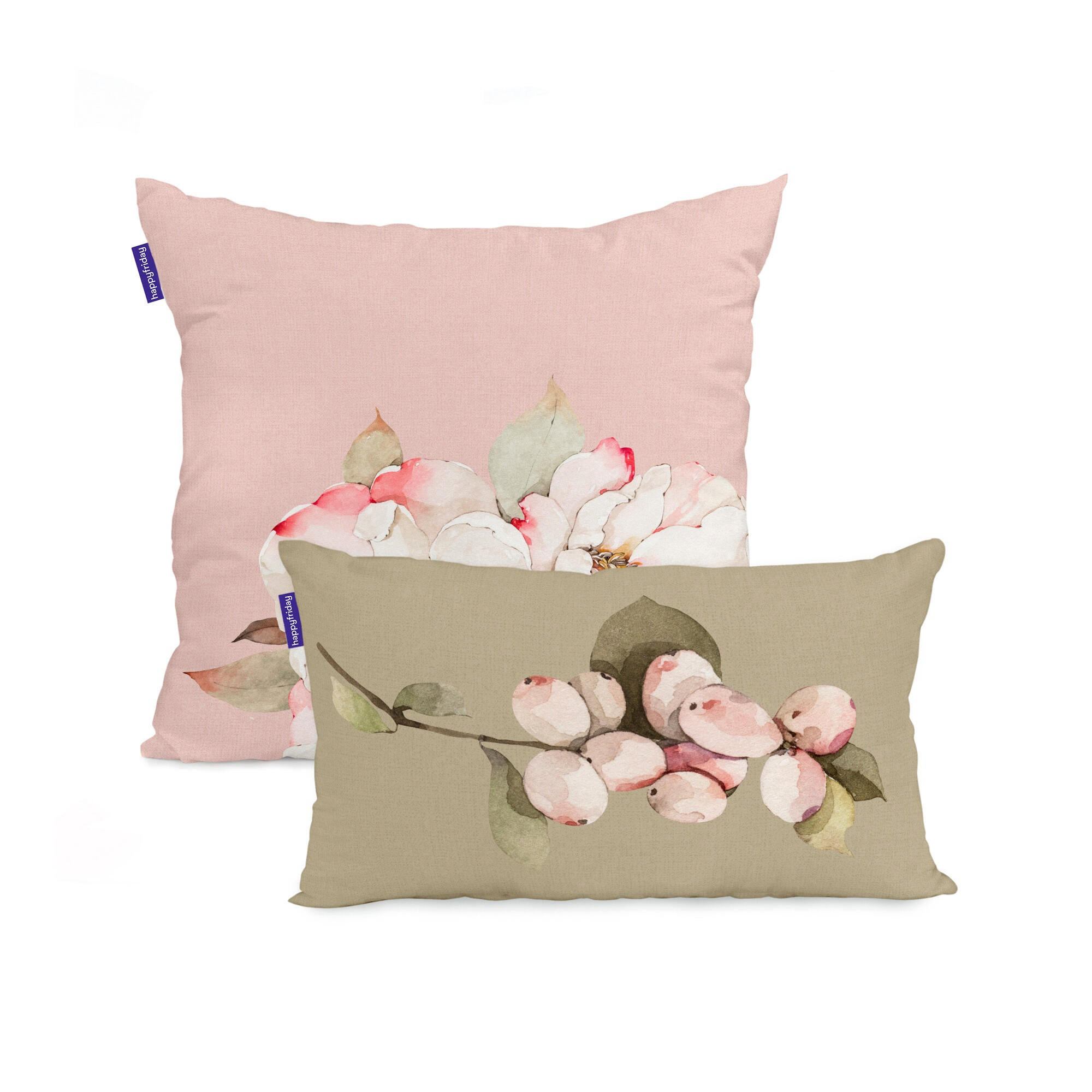 KISSENBEZUG white peonies 50x50 + 50x30 cm mehrfarbig - Multicolor, Textil (50/50cm) - Happy Friday