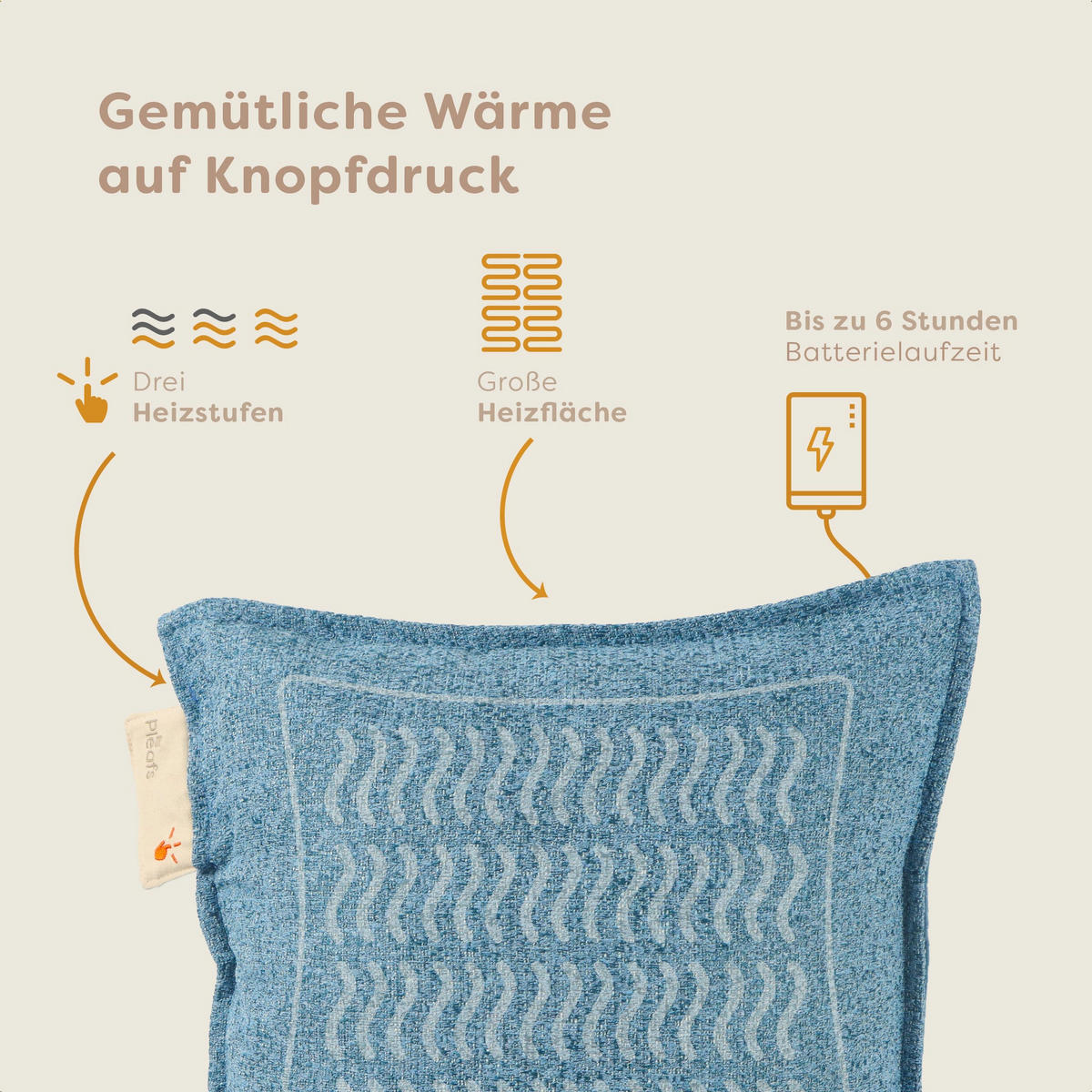 HEIZKISSEN Nomad 45x45cm Shadow Blue - Pastellblau, Textil (45/45cm) - Pleafs