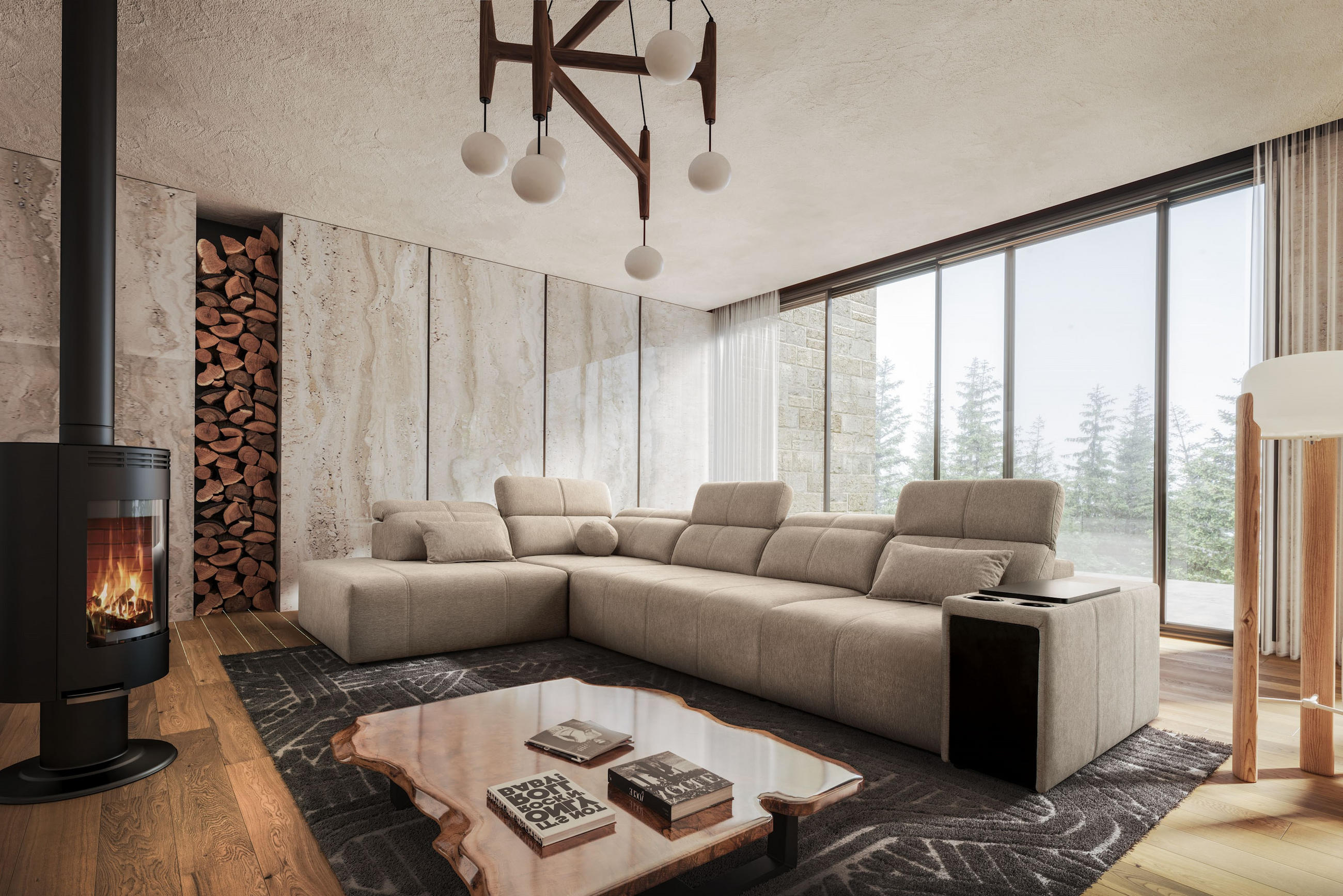 ECKSOFA L-Form Mindy XI Mit Schlaffunktion Und Verstellbarer Rückenlehne Stoff Verita KaltesBeige Links - Creme, Holz/Textil (230/350cm) - Kaiser Möbel