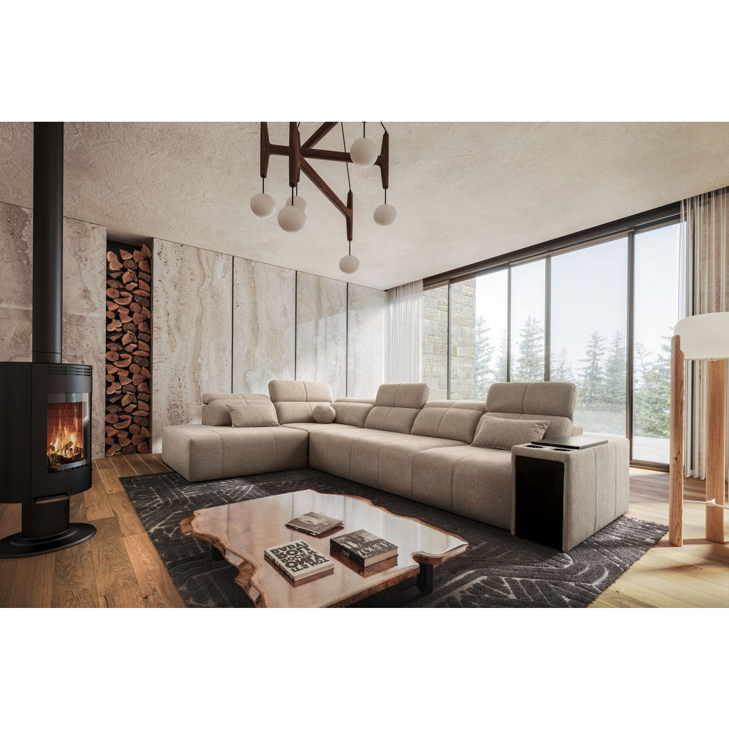 Thumbnail - Kaiser Möbel Ecksofa, Creme, Textil, 4-Sitzer, L-Form, Ottomane links, Ottomane rechts,L-Form, 350x230 cm, Wohnzimmer, S...