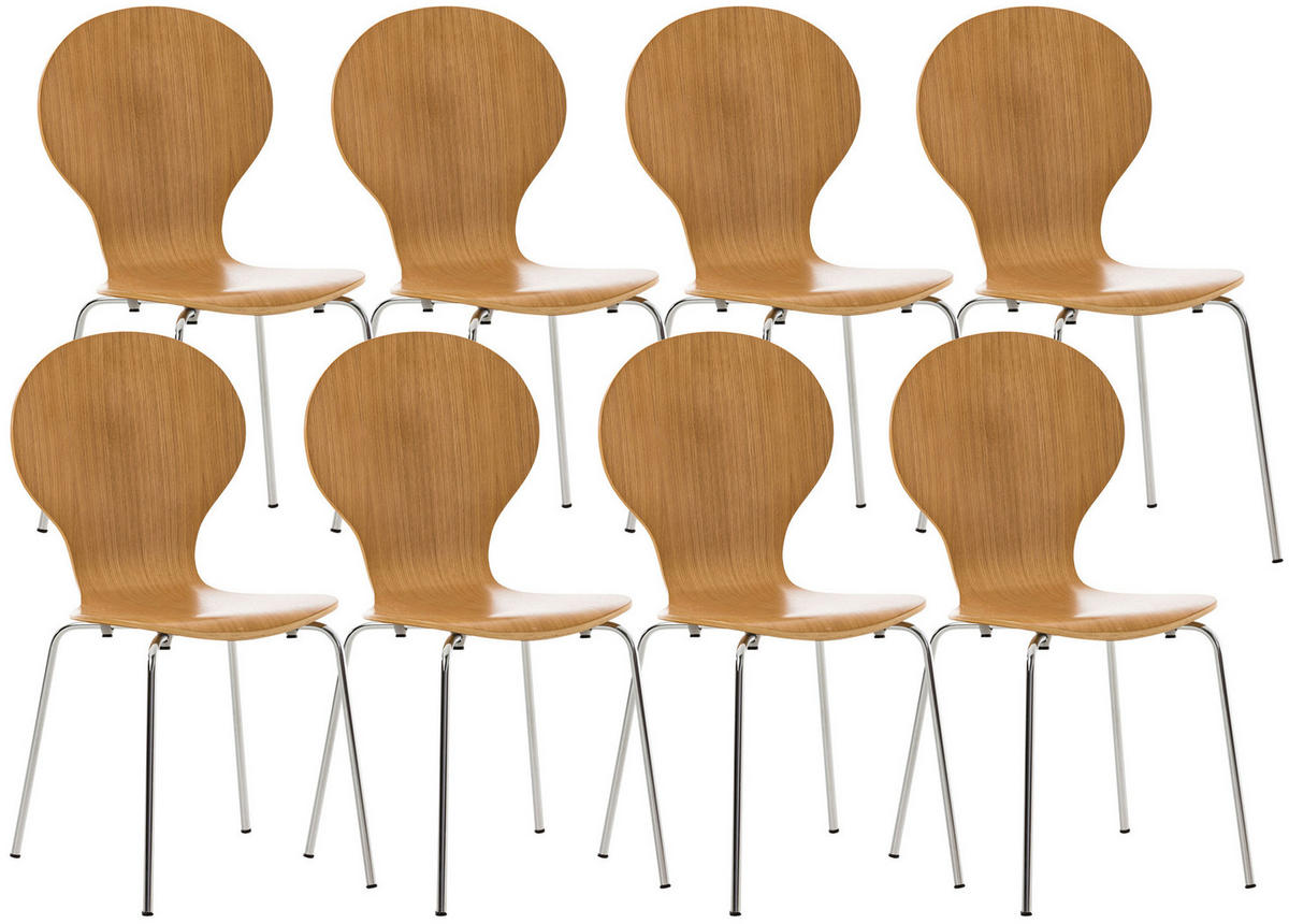 BESUCHERSTUHL 8er Set Holz eiche - Eichefarben, Holz/Metall (43/86/45cm) - CLP