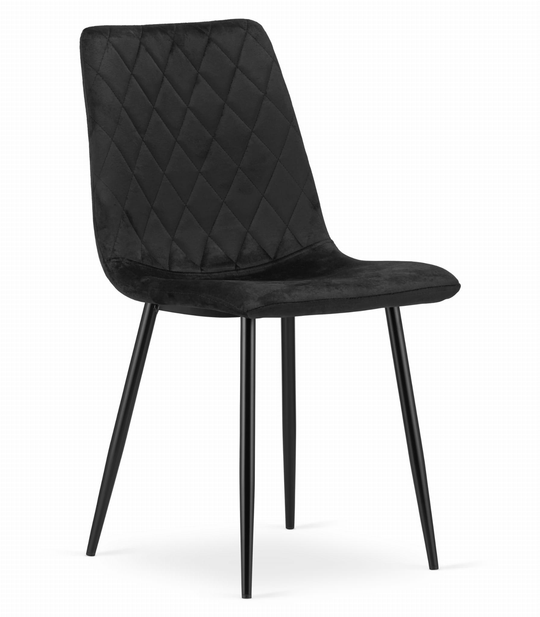 STUHL SCANNO 1 Stück, Schwarz, mit Samtstoff gepolstert - Schwarz, Textil/Metall (45/89/53cm) - Komodee