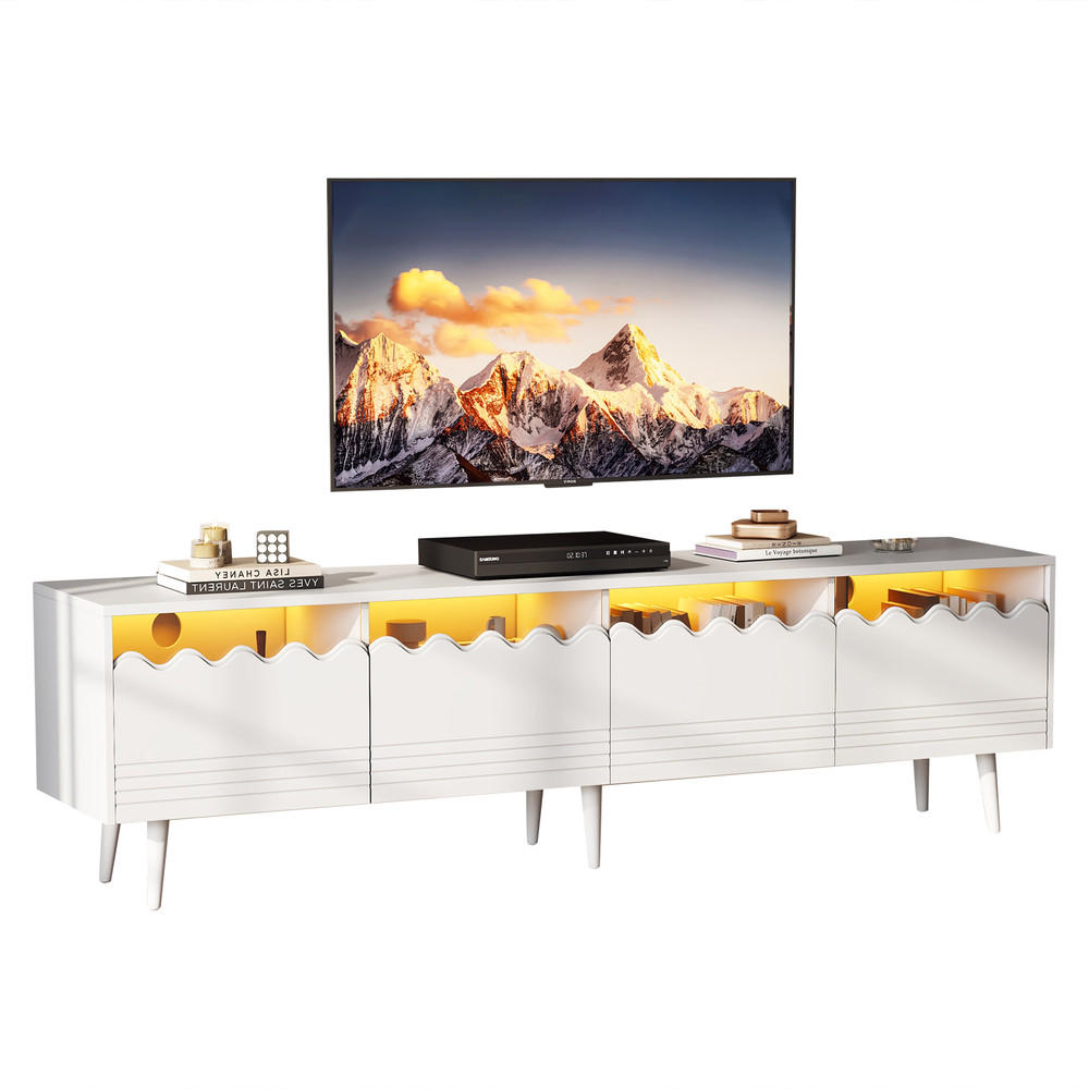 TV-SCHRANK 176 cm mit Schubladen und Schränken für TV bis 75 Zoll - Weiß, Holz (44.93/45/97.56cm) - FLIEKS