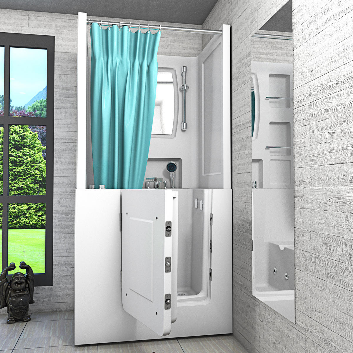 WHIRLPOOL-SENIORENDUSCHE S02D-WP-TH-C-L Weiß - Weiß, Glas/Kunststoff (100/78/205cm) - AcquaVapore by Sandra Jentho