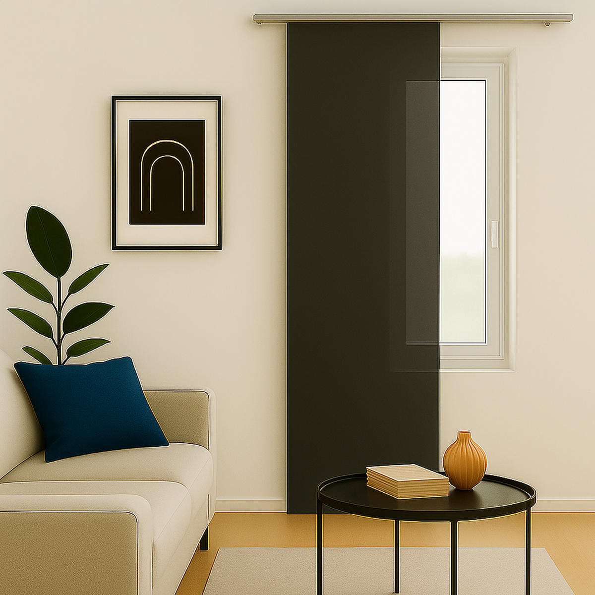 FLÄCHENVORHANG blickdicht 60x245 cm Anthrazit mit Technik - Anthrazit, Textil (60/245cm)