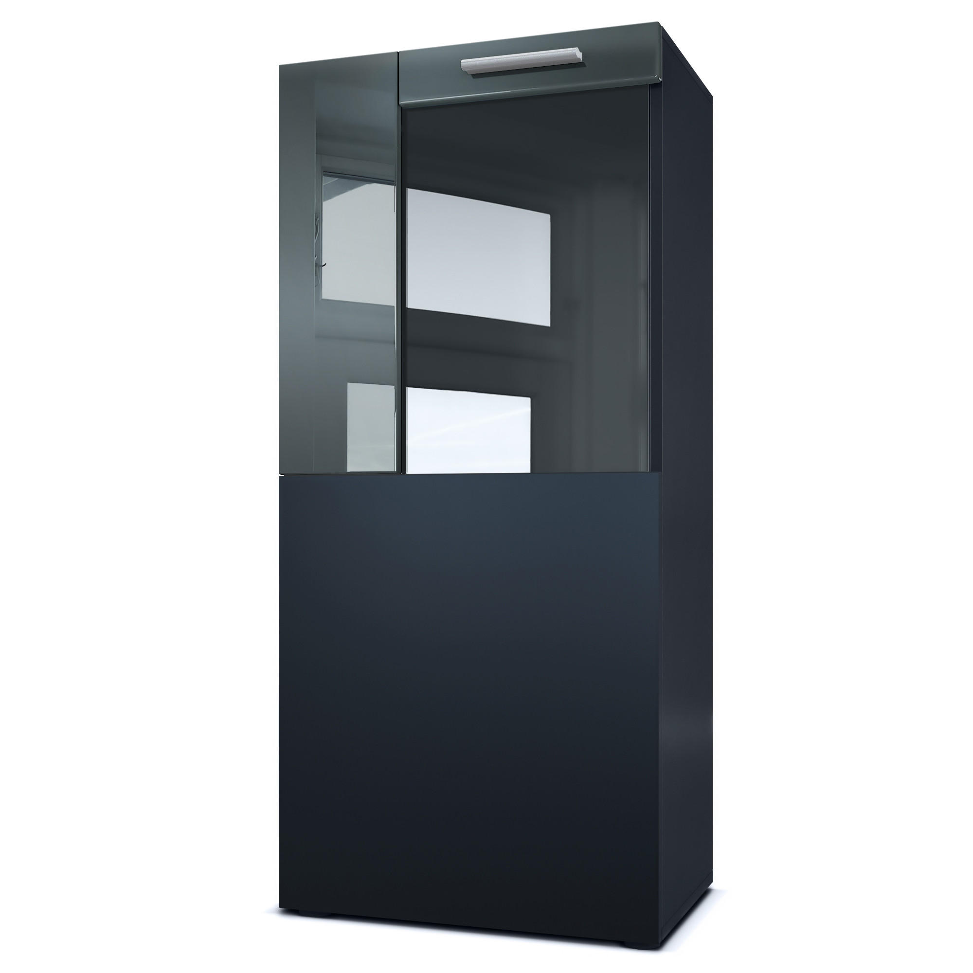 VITRINE Movie Absetzungen in Grau Hochglanz - Grau, Holzwerkstoff (50.5/111/32.5cm) - Vladon