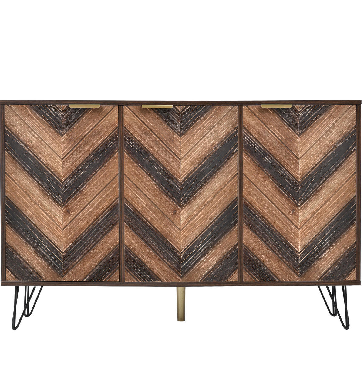 SIDEBOARD mit 3 Türen 120 cm Particle Board Natural - Braun, Holzwerkstoff (120/76.5/38cm) - Meubliv