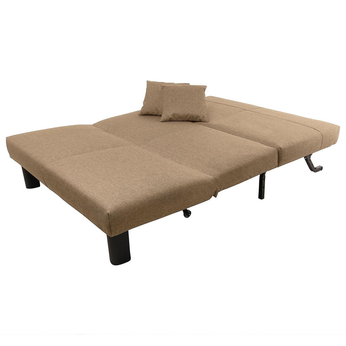 FALTSOFA Kalomira Bezug Flachgewebe Metall schwarz / sand - Sandfarben, Kunststoff (145/84/100cm) - 58aufmkessel