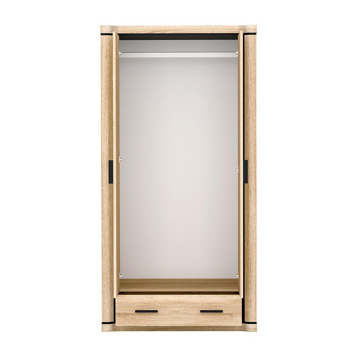 KLEIDERSCHRANK Dallas D-20 97 x 192 x 59 cm Eiche Sonoma - Schwarz/Sonoma Eiche, Holzwerkstoff/Kunststoff (97/192/59cm) - Koseto