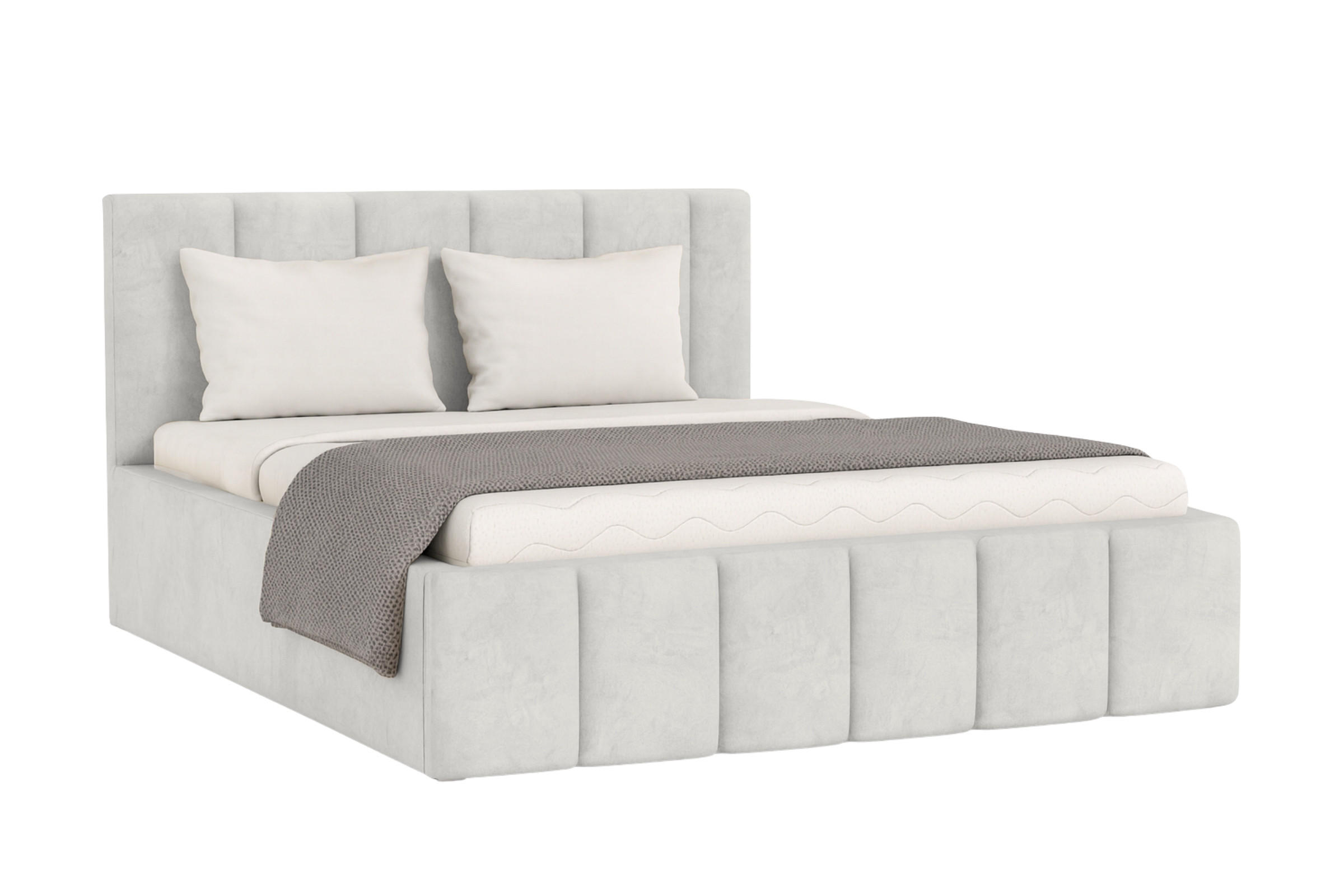 POLSTERBETT MEGAN 180/200 in Velours Hellgrau - Hellgrau, Holz/Holzwerkstoff (180/200cm) - Deine Möbel 24