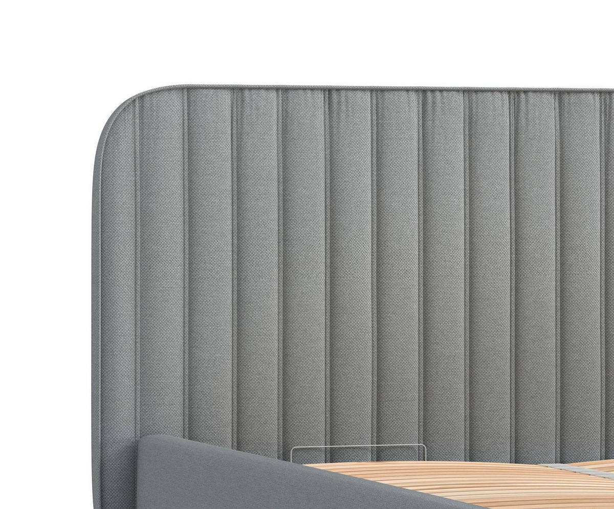POLSTERBETT Noto Grau 120/200 cm im Webstoff - Naturfarben/Grau, Holz/Holzwerkstoff (120/200cm) - Maison de Reve
