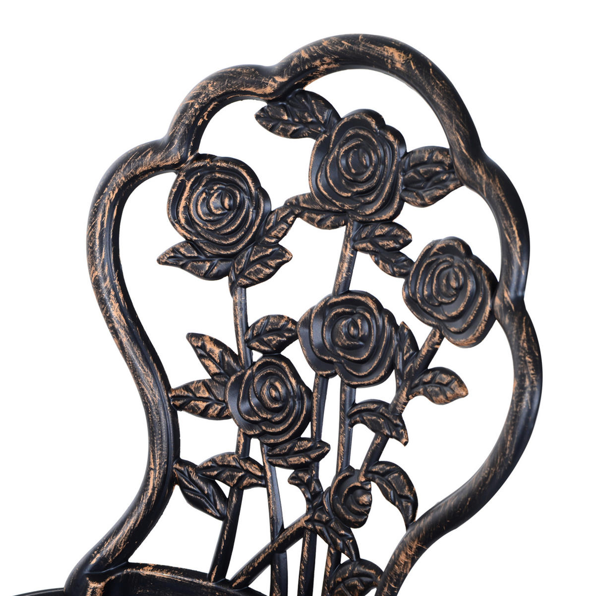 BISTROSET 60/60/67 cm, 3-teilig mit Schirmöffnung und Gussrosenmuster, Metall, Bronze - Bronzefarben, Metall - Redom