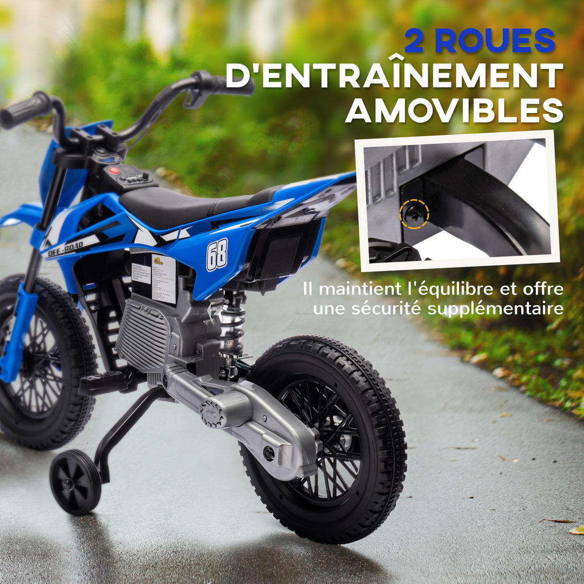 ELEKTRO-MOTORRAD DE-13136 2 Motoren Blau - Blau, Kunststoff (107/56/70cm) - ComfortXL