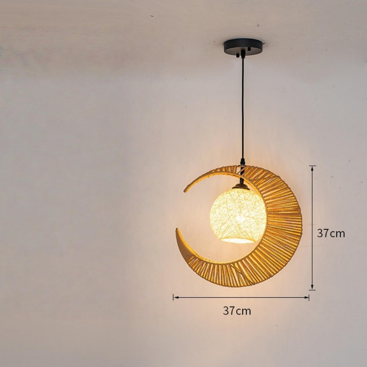 PENDELLEUCHTE Rattan Bohème Bauernstil Rund, Kücheninsel Deckenleuchte - Rotbraun, Naturmaterialien (19/19/19cm) - Weltevree
