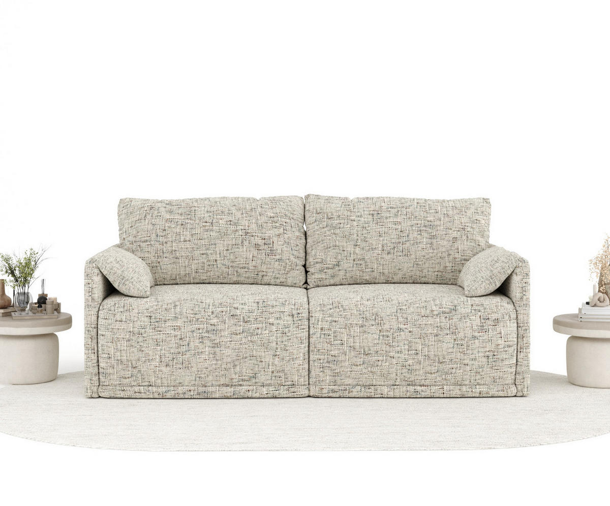 SCHLAFSOFA MIT ECKSOFA-FUNKTION Nappa Beige Webstoff - Beige/Schwarz, Holz/Holzwerkstoff (215/100/112cm) - Maison de Reve