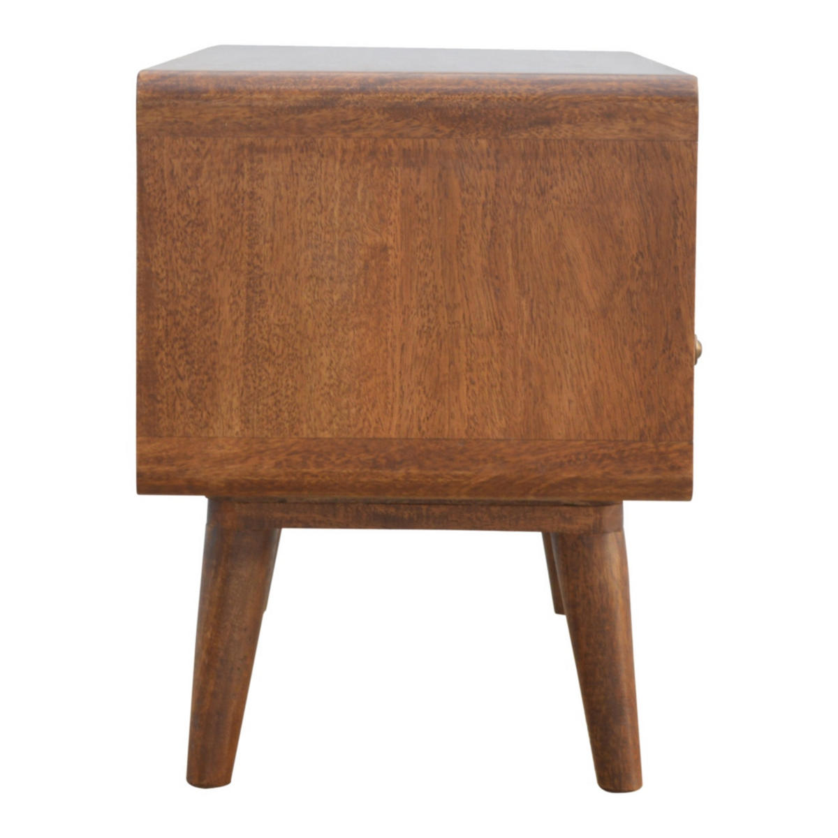 MEDIENUNIT Massives Mangoholz Gewölbte, Kastanienholz-Finish, mit 2 Schubladen - Messingfarben/Braun, Holz/Metall (90/47/35cm) - Artisan Furniture