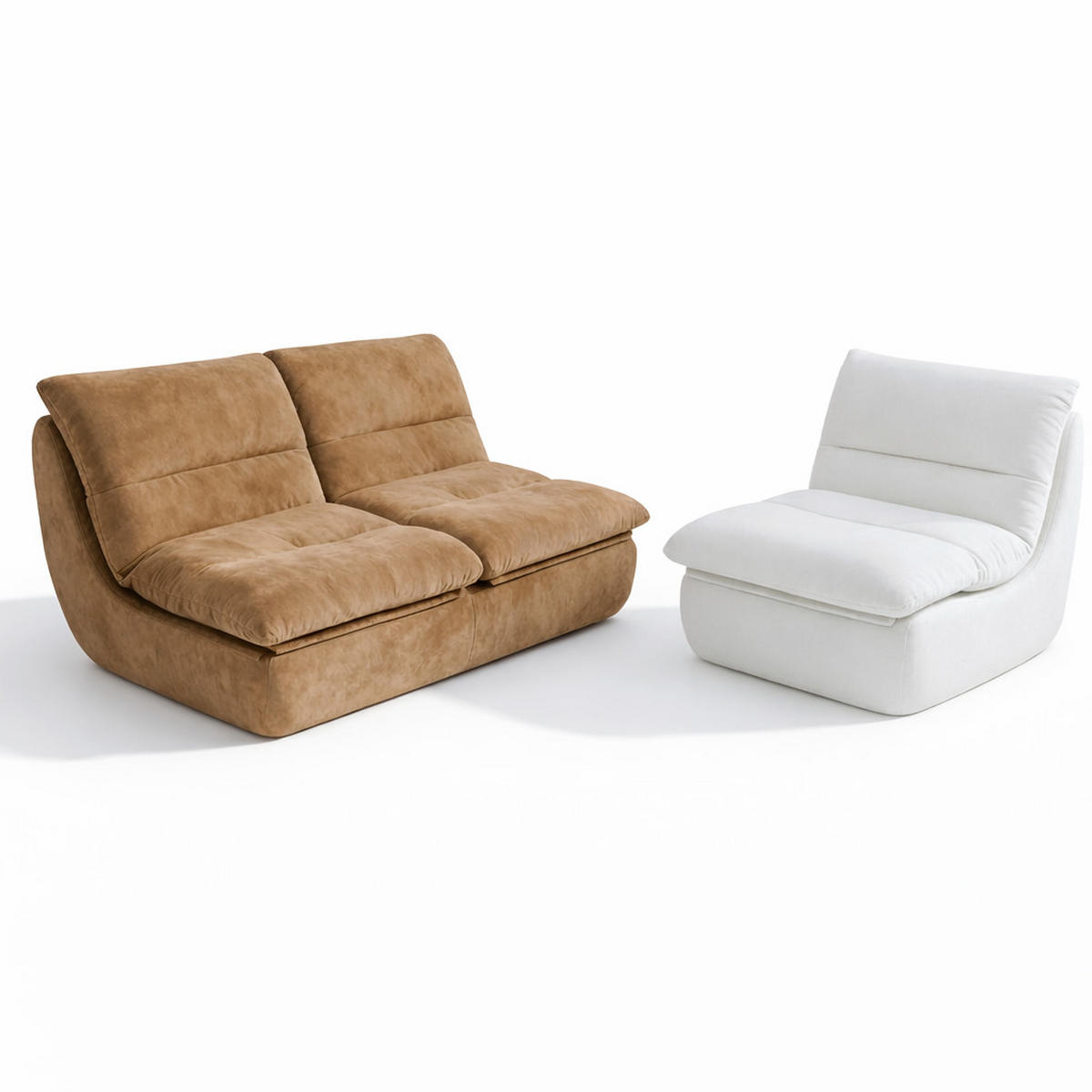 SITZGARNITUR Nuvia Sofa und Sessel Sand und Weiß - Sandfarben/Weiß, Textil (160/73/100cm) - COCO Living