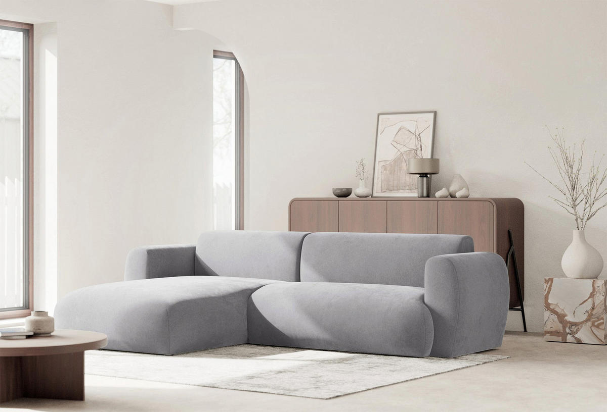 ECKSOFA Emia Grau links - Schwarz/Grau, Kunststoff/Textil (262/156cm) - Selsey