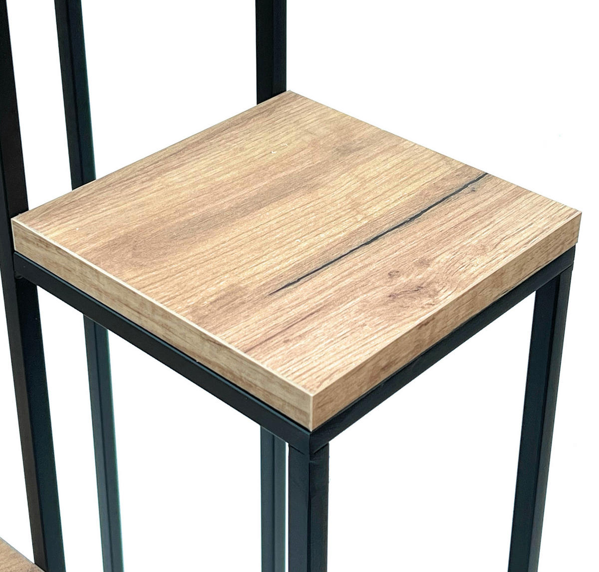 BLUMENTREPPE Schwarz Metall mit 4 Holzablagen 90 cm 96349 - Schwarz, Metall (36/90/36cm) - DanDiBo