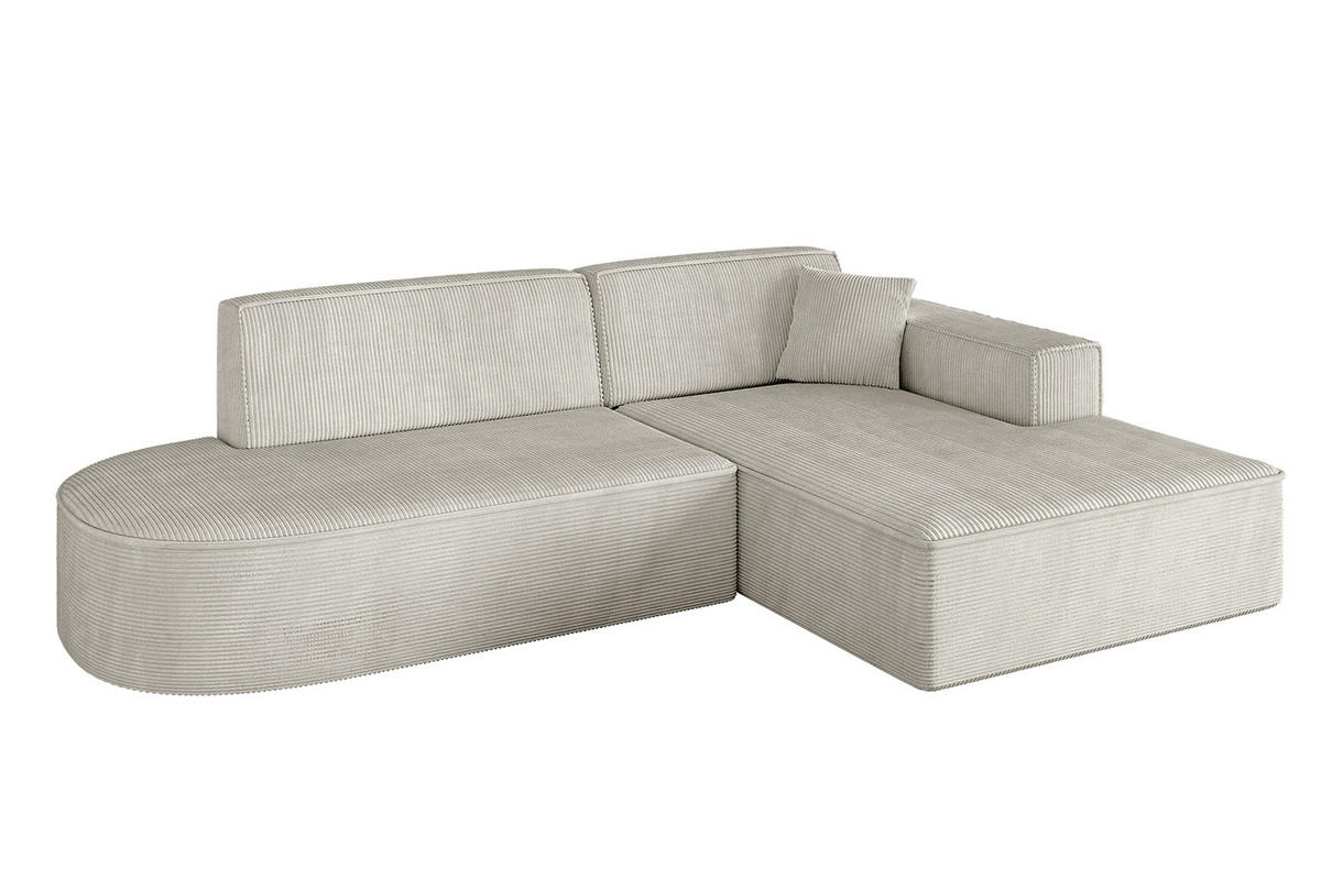 ECKSOFA Ottomane Rechts IREA-L1-v4 - 234x171x79 cm Hellgrau - Ecru, Holzwerkstoff/Textil (171/234cm) - ALTDECOR