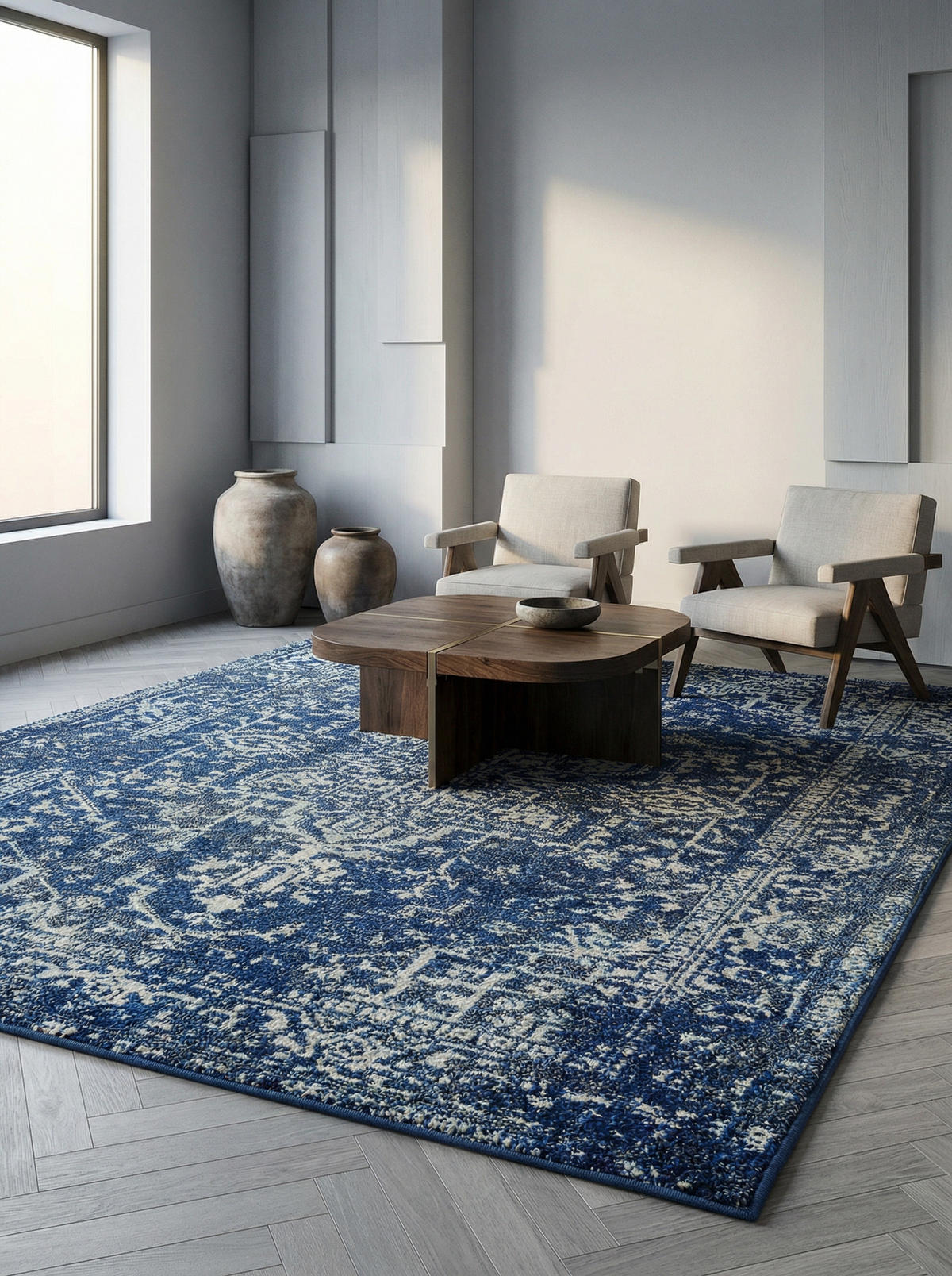 TEPPICH Kunstfaser kurzflor vintage orientalisch LODI-Lambro, Dunkelblau 200x290 cm - Blau, Textil (200/290cm) - KADIMA DESIGN
