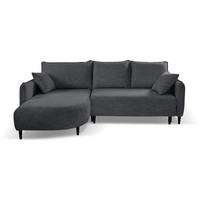 ECKSCHLAFSOFA Sycylia links dunkelgrau - Dunkelgrau/Schwarz, Textil (244/165cm) - Beautysofa