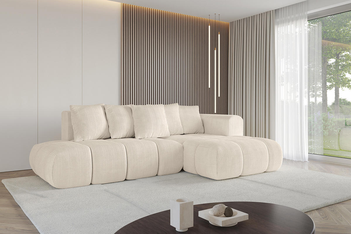 ECKSOFA Ottomane Rechts CLOUD-L-v1 289x180x40 Beige Cord - Beige, Holzwerkstoff/Kunststoff (289/180cm) - ALTDECOR