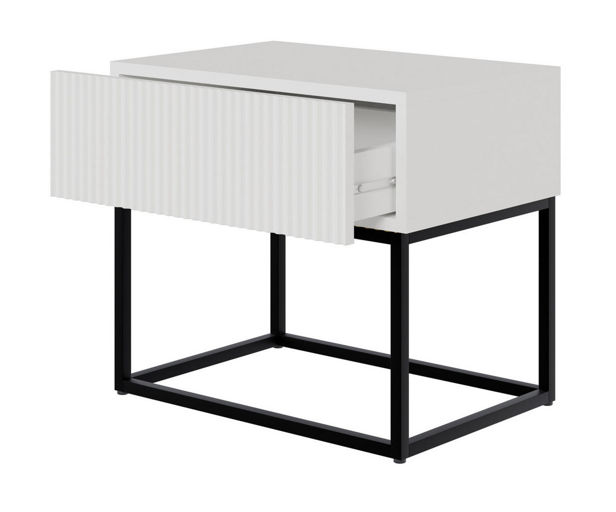 NACHTSCHRANK Veldio Weiß mit schwarzen Beinen 50 cm - Schwarz/Weiß, Holzwerkstoff/Metall (50/44/35.6cm) - Selsey