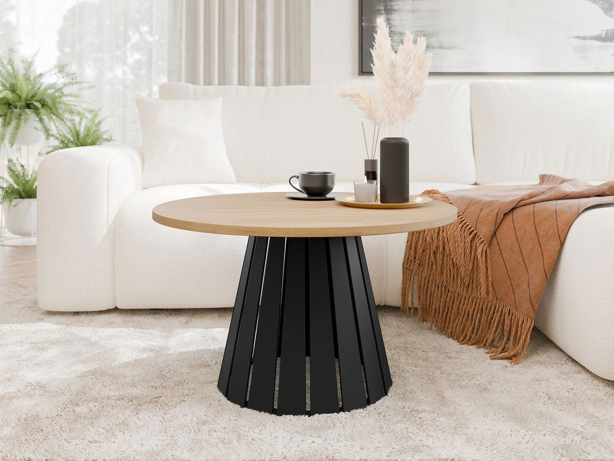COUCHTISCH Circolo - Schwarz/Braun, Holzwerkstoff/Metall (75/75/43cm) - MIRJAN24